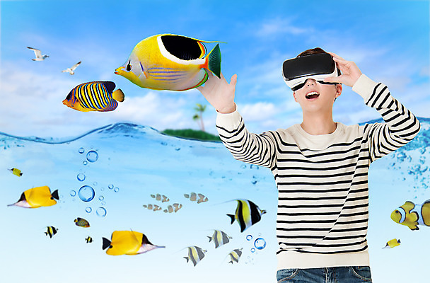 PSD 편집이미지 남자 바다 상상 갈매기 어류 한명 상반신 성인 앞모습 한국인 열대어 디지털합성 합성 가상현실 성인남자한명만 오큘러스 VR기기 이미지편집 1 뷰포인트 조류 사람 동양인 수중동물 기계 남자한명만 성인남자만 파일형식