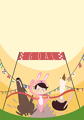 전신 PSD 동물 남자 어린이 일러스트 한명 달리기 경쟁 토끼 강아지 체육대회 결승선 타조 국내일러스트 1 컨셉 포유류 모션 조류 사람 반려동물 개 체육 대회 파일형식