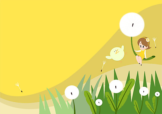 전신 PSD 동물 한마리 여자 어린이 일러스트 조류 한명 민들레 민들레홀씨 국내일러스트 1 꽃 사람 파일형식