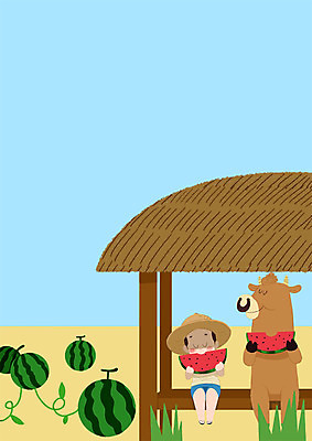 전신 PSD 동물 한마리 남자 어린이 일러스트 수박 한명 황소 원두막 국내일러스트 1 과일 사람 소 파일형식