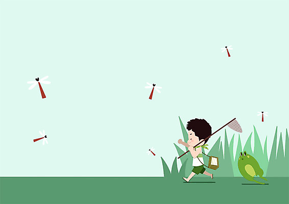 전신 PSD 동물 한마리 남자 어린이 일러스트 개구리 한명 잠자리 채집망 국내일러스트 1 곤충 양서류 사람 파일형식