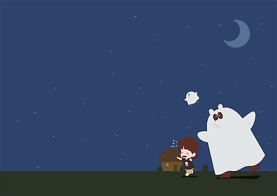 전신 PSD 동물 여자 일러스트 주택 한명 유령 야간 초승달 담력훈련 국내일러스트 자연요소 1 사람 건물 달 체험 파일형식