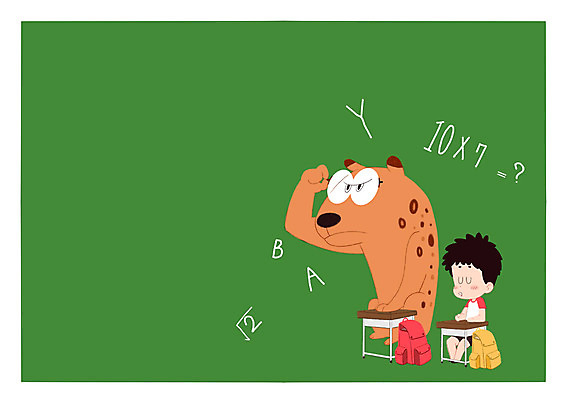 전신 PSD 동물 남자 어린이 일러스트 수업 한명 수학 책상 신학기 표범 국내일러스트 1 교육 가구 포유류 교과목 사람 파일형식