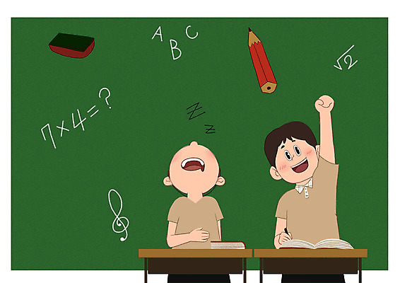 PSD 학생 영어 남자 음표 일러스트 학교 청소년 수업 상반신 두명 연필 스쿨라이프 칠판 수학 발표 책상 지우개 곱셈 루트 국내일러스트 문자 라이프스타일 기호 교육 음악 가구 교과목 학용품 사람 필기구 파일형식