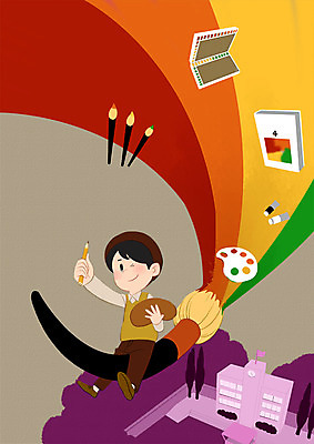 전신 PSD 학생 남자 무지개 일러스트 학교 청소년 미술 한명 스쿨라이프 붓 팔레트 그림 국내일러스트 자연요소 1 라이프스타일 교육 문화예술 사람 파일형식