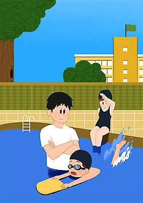 전신 PSD 나무 학생 여자 남자 일러스트 학교 청소년 수영장 상반신 성인 세명 운동 스쿨라이프 국내일러스트 식물 라이프스타일 교육 건강 사람 파일형식