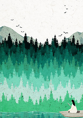 PSD 나무 계절 여자 백그라운드 일러스트 조류 산 한명 상반신 성인 여름 강 강가 선박 국내일러스트 식물 동물 1 수상교통 사람 파일형식