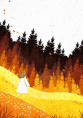 전신 PSD 나무 계절 여자 백그라운드 일러스트 한명 초원 성인 가을 숲 동산 가을배경 국내일러스트 식물 1 사람 파일형식 가을_계절