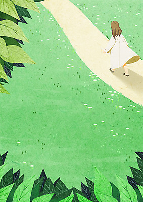 전신 PSD 나무 계절 여자 길 백그라운드 일러스트 한명 초원 성인 국내일러스트 식물 1 사람 파일형식