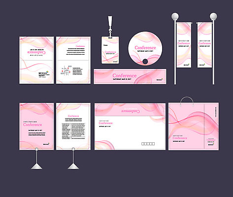 템플릿 배너템플릿 물결 분홍색 사람없음 세트 쇼핑백 현수막 전단 엽서 초대장 패키지 사원증 박람회 손부채 기업홍보 소봉투 행사세트 행사템플릿 AI파일 배너 컬러 가방 비즈니스 편지봉투 카드_감사 편지 홍보물 파일형식 벡터