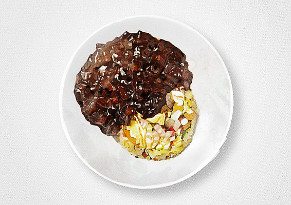 PSD 접시 음식 일러스트 수채화 사람없음 짜장면 짜장밥 국내일러스트 식기 밥 중식 파일형식