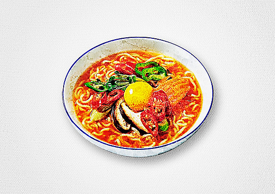 PSD 그릇 음식 일러스트 고추 수채화 사람없음 버섯 라면 고명 분식 노른자 국내일러스트 식기 채소 계란 면류 파일형식