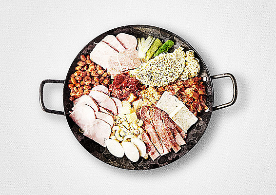 PSD 음식 일러스트 수채화 사람없음 라면 냄비 햄 부대찌개 국내일러스트 육류 면류 솥 찌개 파일형식