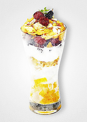 PSD 음식 일러스트 수채화 사람없음 컵 파르페 국내일러스트 식기 디저트 파일형식