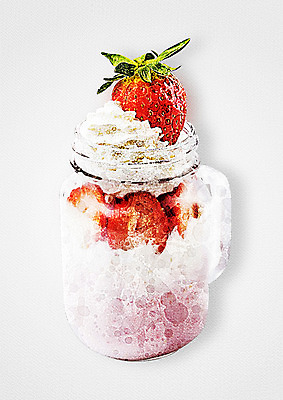 PSD 음식 일러스트 딸기 수채화 사람없음 컵 생크림 딸기주스 국내일러스트 식기 과일 과일주스 크림 파일형식