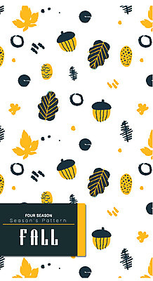 단풍 낙엽 패턴 일러스트 나뭇잎 사람없음 가을 도토리 솔방울 국내일러스트 AI파일 계절 잎 무늬 견과류 파일형식 벡터