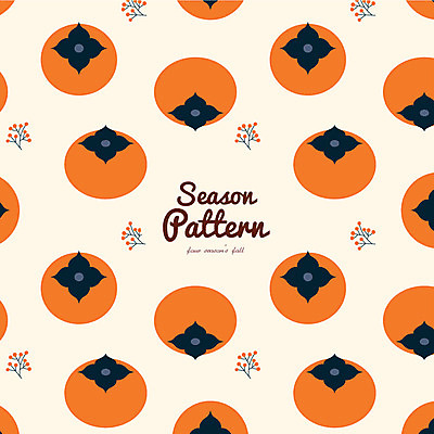 패턴 과일 일러스트 나뭇잎 감 사람없음 가을 국내일러스트 AI파일 계절 잎 무늬 파일형식 벡터