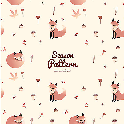 동물 꽃 낙엽 패턴 일러스트 사람없음 갈색 버섯 가을 밤 여우 국내일러스트 AI파일 식물 계절 컬러 잎 무늬 포유류 견과류 파일형식 벡터