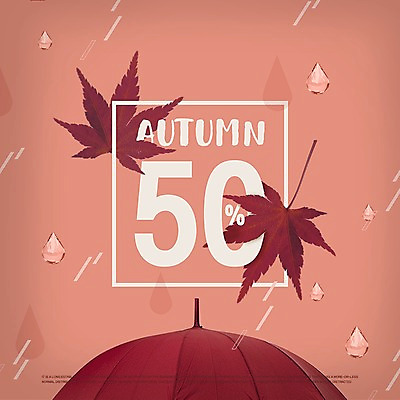 PSD 편집이미지 단풍 우산 사람없음 숫자 세일 가을 물방울 비 50% 이미지편집 자연요소 문자 계절 잎 날씨 퍼센트 파일형식