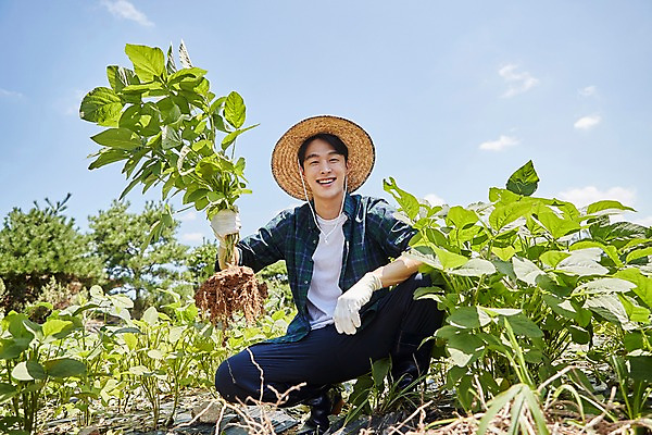 포토 JPG 주간 전신 남자 밭 농업 사진 한명 미소 들기 앉기 20대 성인 야외 앞모습 농사 한국인 농촌 시골 농부 귀농 밭일 남자한명만 성인남자한명만 청년농부 국내포토 양주시 자연요소 직업 1 산업 뷰포인트 모션 표정 사람 동양인 청년 경기도 남자만 성인남자만 파일형식