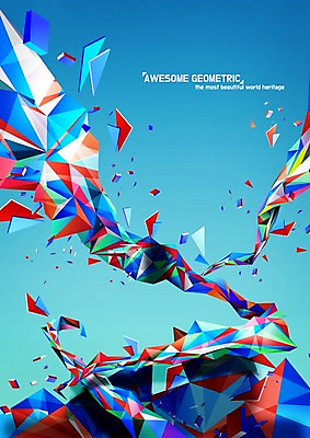 PSD 편집 포스터 조각 일러스트 사람없음 컬러풀 삼각형 폴리곤 지오메트릭 로우폴리 국내일러스트 도형 컬러 파일형식