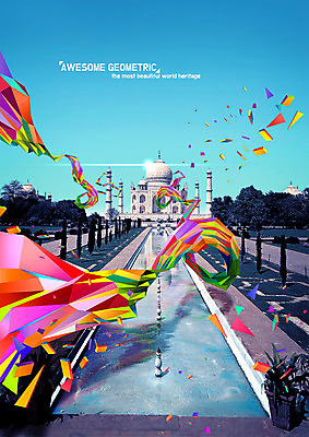 PSD 편집 포스터 조각 고건축 일러스트 사람없음 관광지 컬러풀 사원 인도 이슬람교 분수대 타지마할 랜드마크 폴리곤 지오메트릭 로우폴리 국내일러스트 건축물 아시아 종교 컬러 여행 비즈니스 세계문화유산 파일형식