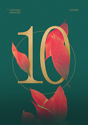 PSD 낙엽 일러스트 타이포그라피 사람없음 숫자 가을 10 원형 10월 지오메트릭 국내일러스트 도형 문자 계절 잎 날짜 파일형식