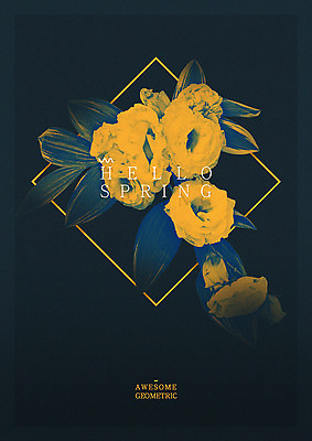 PSD 영어 꽃 일러스트 타이포그라피 사람없음 봄 마름모 지오메트릭 국내일러스트 도형 식물 문자 계절 파일형식