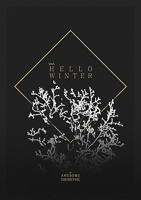 PSD 나무 영어 겨울 일러스트 눈꽃 타이포그라피 사람없음 마름모 지오메트릭 국내일러스트 도형 식물 문자 계절 눈_날씨 파일형식