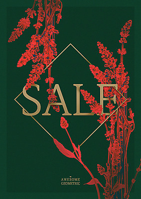 PSD 영어 꽃 일러스트 타이포그라피 사람없음 세일 마름모 지오메트릭 국내일러스트 도형 식물 문자 파일형식