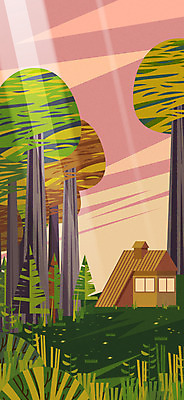 나무 건축 백그라운드 일러스트 자연 주택 초원 사람없음 정원 가을 숲속 가을배경 국내일러스트 AI파일 식물 계절 건물 숲 생태계 파일형식 벡터 가을_계절