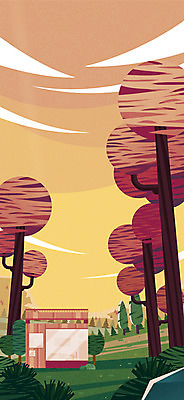 나무 건축 백그라운드 일러스트 자연 주택 초원 사람없음 정원 가을 숲속 가을배경 국내일러스트 AI파일 식물 계절 건물 숲 생태계 파일형식 벡터 가을_계절