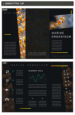 템플릿 표지디자인 표지 ZIP 내지 리플렛 3단접지 그래프 어류 팜플렛 사람없음 바닷속 수중동물 흰동가리 인디자인 INDD 이미지템플릿 동물 수중 파일형식