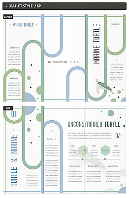 도형 템플릿 표지디자인 표지 ZIP 내지 리플렛 3단접지 그래프 팜플렛 사람없음 수중 거북이 지오메트릭 인디자인 INDD 이미지템플릿 파충류 파일형식
