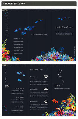 템플릿 표지디자인 표지 ZIP 내지 리플렛 3단접지 어류 팜플렛 사람없음 바닷속 수중동물 해조류 산호 흰동가리 인디자인 INDD 이미지템플릿 동물 수중 해양식물 자포동물 파일형식