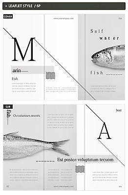 템플릿 표지디자인 영어 표지 ZIP 내지 물결 리플렛 3단접지 어류 팜플렛 사람없음 인디자인 INDD 이미지템플릿 문자 수중동물 파일형식