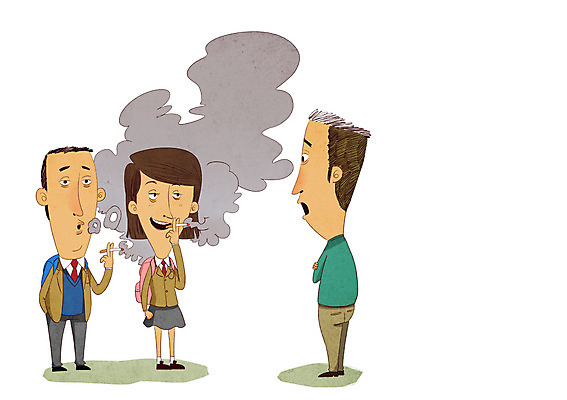 전신 PSD 여자 남자 교복 일러스트 청소년 흡연 담배 성인 세명 교사 담배연기 불량청소년 훈계 국내일러스트 직업 옷 경고 사람 연기 파일형식