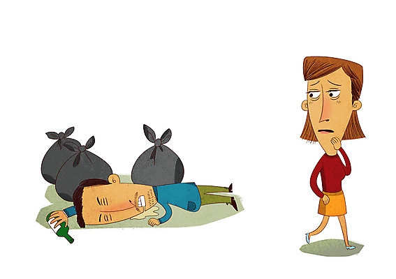 전신 PSD 여자 남자 일러스트 술병 성인 두명 눕기 쓰레기 만취 소주병 중독 불쾌함 알코올중독 쓰레기더미 국내일러스트 감정 모션 병_용기 주류 사람 소주 술취함 파일형식 더미