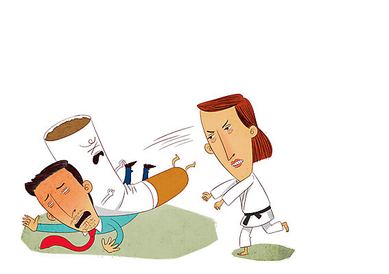 전신 PSD 여자 남자 일러스트 담배 성인 두명 경쟁 던지기 태권도 금연 성인만 국내일러스트 캠페인 컨셉 모션 사람 격투기 사회이슈 파일형식