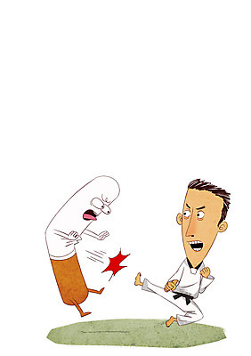 전신 PSD 남자 일러스트 담배 한명 성인 킥 태권도 금연 성인남자한명만 국내일러스트 1 캠페인 모션 사람 격투기 사회이슈 남자한명만 성인남자만 파일형식