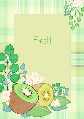 PSD 꽃 과일 일러스트 단면 프레임 키위 사람없음 체크무늬 프레임일러스트 국내일러스트 식물 무늬 파일형식