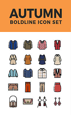 아이콘 원피스 패션 셔츠 남방 가방 바지 사람없음 세트 치마 귀걸이 코트 가을 카디건 니트 블라우스 웹아이콘 2D아이콘 AI파일 잡화 옷 계절 상의 장신구 하의 외투 파일형식 벡터