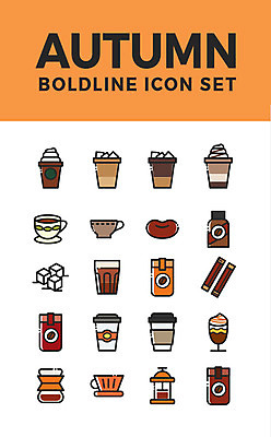 아이콘 커피 사람없음 세트 원두 가을 설탕 각설탕 웹아이콘 테이크아웃 드리퍼 라떼 2D아이콘 AI파일 계절 음료 파일형식 벡터