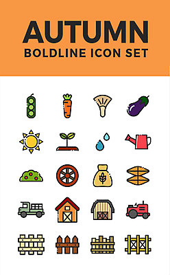 아이콘 가지 곡류 주택 사람없음 물 울타리 세트 태양 농장 새싹 버섯 당근 트럭 가을 바퀴 비 완두콩 웹아이콘 조리개 2D아이콘 AI파일 자연요소 식물 계절 농업 채소 자동차 날씨 콩 뿌리채소 건물 담장 파일형식 벡터