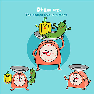 캐릭터 채소 일러스트 피망 오이 저울 사람없음 달리기 무게 상품 마트 채소캐릭터 사물캐릭터 일러캐릭터 AI파일 모션 상점 파일형식 벡터