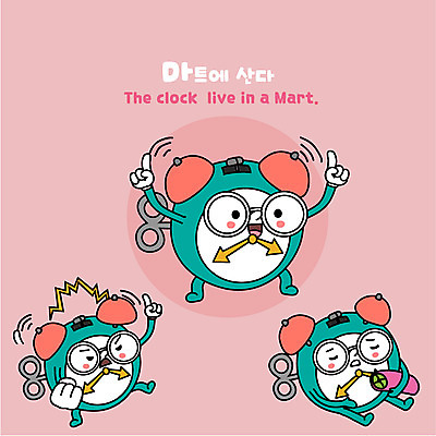 캐릭터 생활용품 일러스트 사람없음 자명종 알람 잠 상품 마트 사물캐릭터 일러캐릭터 AI파일 시계 상점 오브젝트 파일형식 벡터