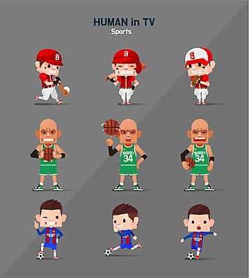 전신 캐릭터 남자 스포츠 유니폼 일러스트 농구 여러명 성인 세트 축구 야구 방송 폴리곤 일러캐릭터 AI파일 옷 다수 사람 구기 파일형식 벡터