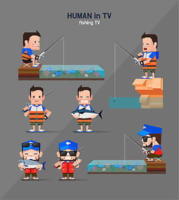 전신 캐릭터 남자 일러스트 낚시 어류 여러명 성인 세트 낚싯대 방송 낚시꾼 구명조끼 폴리곤 일러캐릭터 AI파일 다수 레저 사람 수중동물 낚시용품 구조용품 파일형식 벡터