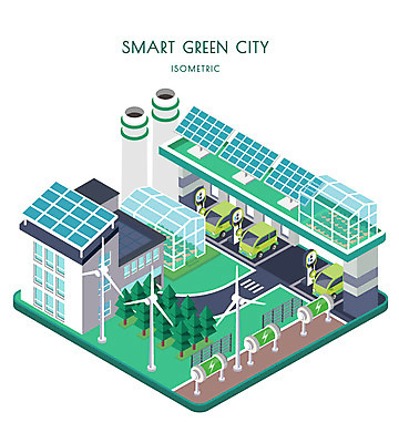 도로 일러스트 빌딩 사람없음 도시 그린에너지 풍력에너지 친환경 태양에너지 집열판 아이소메트릭 온실 전기자동차 그린시티 국내일러스트 AI파일 길 교통시설 자동차 건물 환경 에너지 파일형식 벡터 그린뉴딜