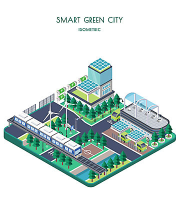 나무 도로 일러스트 빌딩 사람없음 도시 그린에너지 풍력에너지 전철 친환경 태양에너지 집열판 아이소메트릭 전기자동차 그린시티 국내일러스트 AI파일 식물 길 육상교통 교통시설 자동차 대중교통 건물 환경 에너지 파일형식 벡터 그린뉴딜